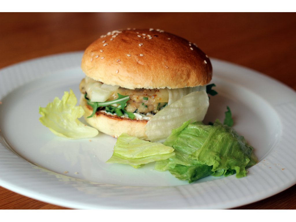 One of our dishes - chicken burger